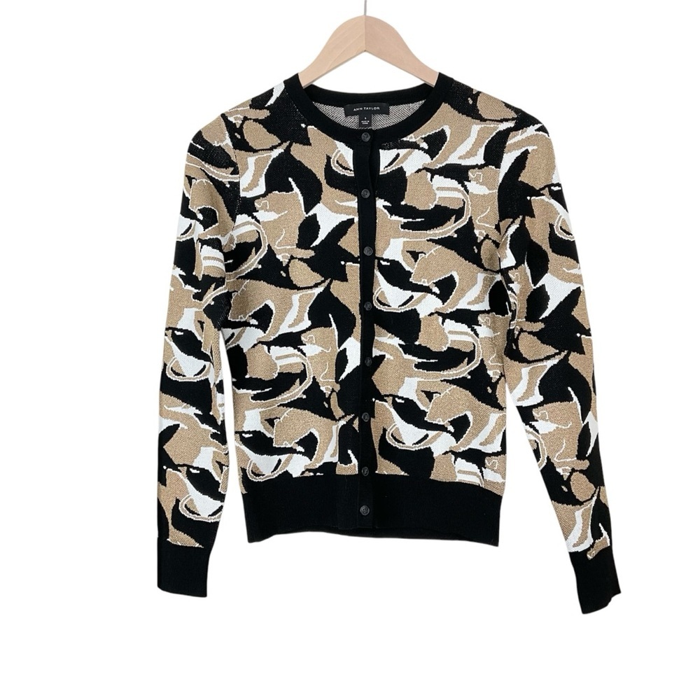 Ann Taylor Abstract Jacquard Ann Cardigan Size Small